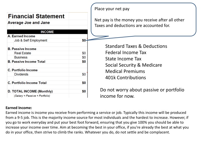 place your net pay net pay is the money