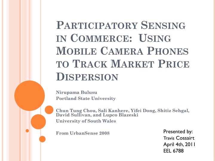 participatory sensing in commerce using mobile camera phones to track market price dispersion