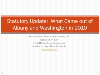Statutory Update: What Came out of Albany and Washington in 2010