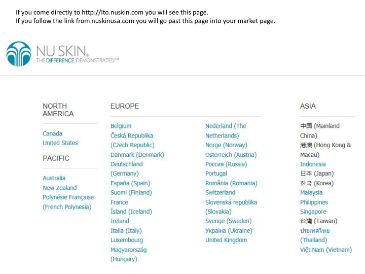 if you come directly to http lto nuskin