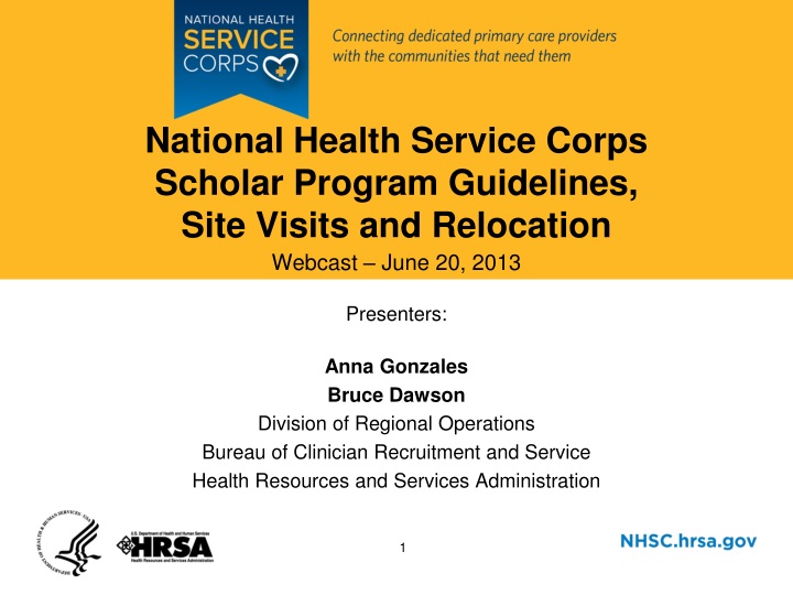 national health service corps scholar program guidelines site visits and relocation