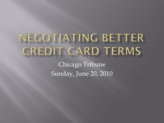 Negotiating Better Credit Card Terms