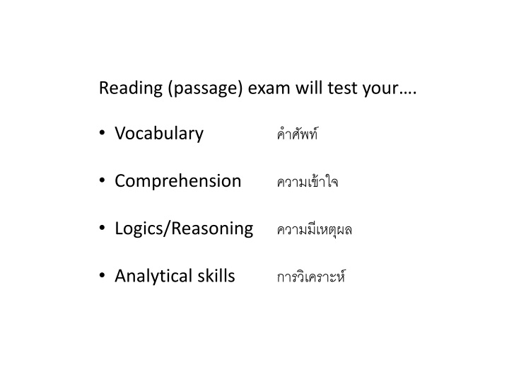 reading passage exam will test your vocabulary