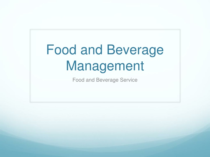 food and beverage management