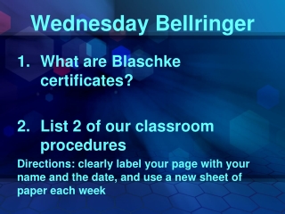 Wednesday Bellringer