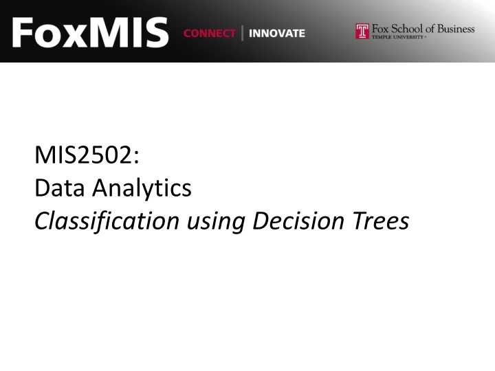 mis2502 data analytics classification using decision trees