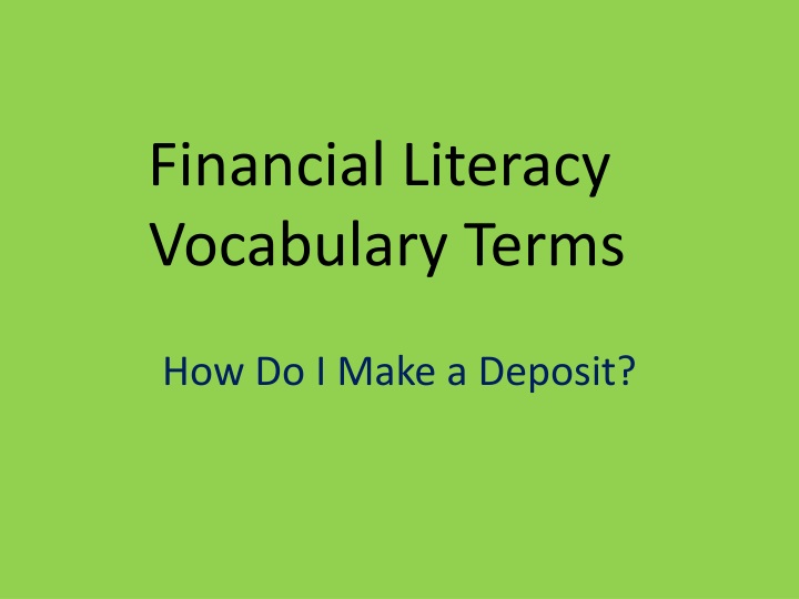 financial literacy vocabulary terms