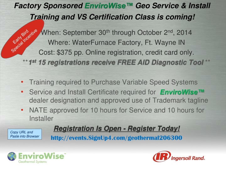 factory sponsored envirowise geo service install training and vs certification class is coming