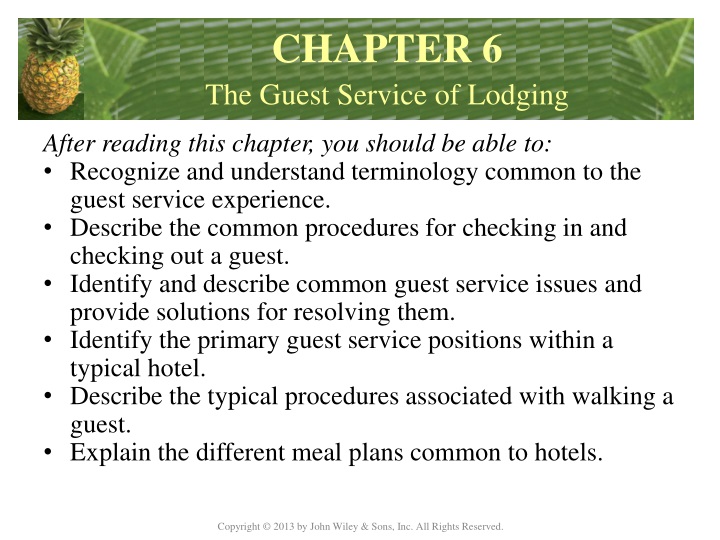 chapter 6 the guest service of lodging