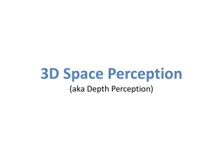 3D Space Perception (aka Depth Perception)