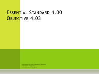 Essential Standard 4.00 Objective 4.03