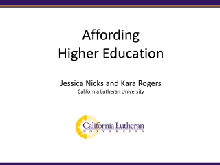 Affording Higher Education