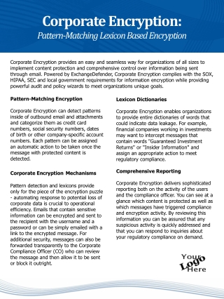 Corporate Encryption: Pattern-Matching Lexicon Based Encryption