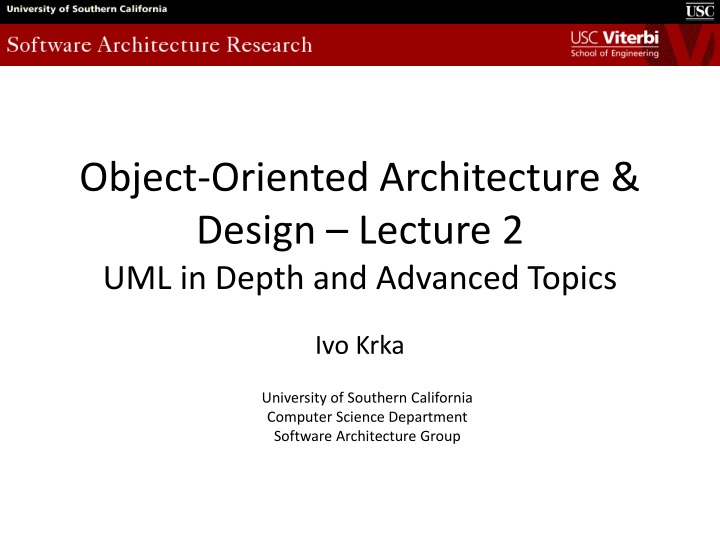 object oriented architecture design lecture 2 uml in depth and advanced topics