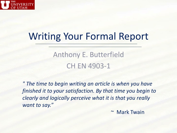 writing your formal report