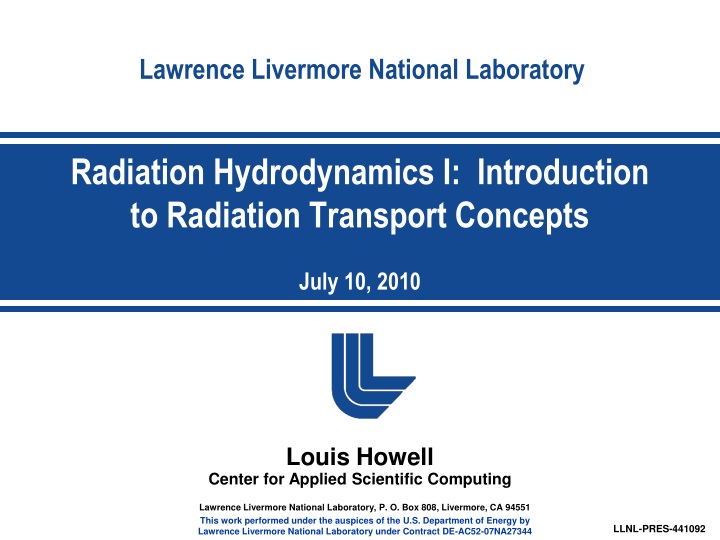 radiation hydrodynamics i introduction to radiation transport concepts july 10 2010