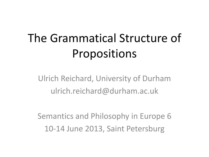 the grammatical structure of propositions