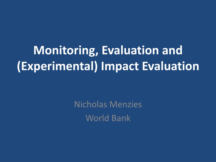 monitoring evaluation and experimental impact evaluation