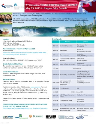 2 nd Canadian YOUNG PROFESSIONALS SUMMIT May 15, 2013 in Niagara Falls, Canada