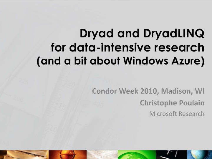dryad and dryadlinq for data intensive research and a bit about windows azure