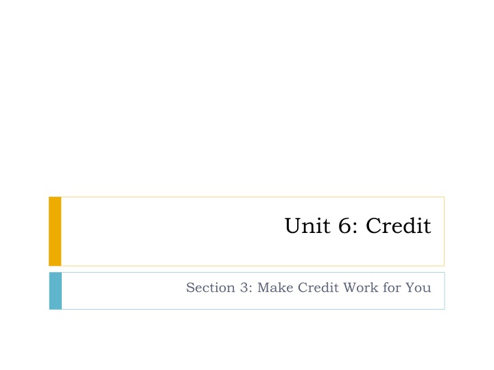 unit 6 credit