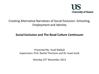 Creating Alternative Narratives of Social Exclusion : Schooling, E mployment and I dentity
