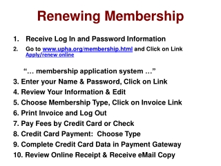 Renewing Membership