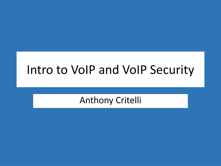 intro to voip and voip security