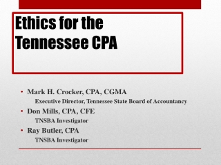 Ethics for the Tennessee CPA