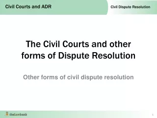 The Civil Courts and other forms of Dispute Resolution