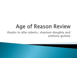 Age of Reason Review