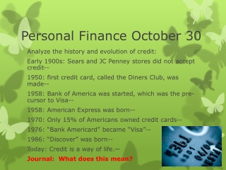 Personal Finance October 30