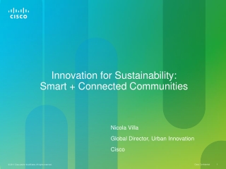 Innovation for Sustainability: Smart + Connected Communities