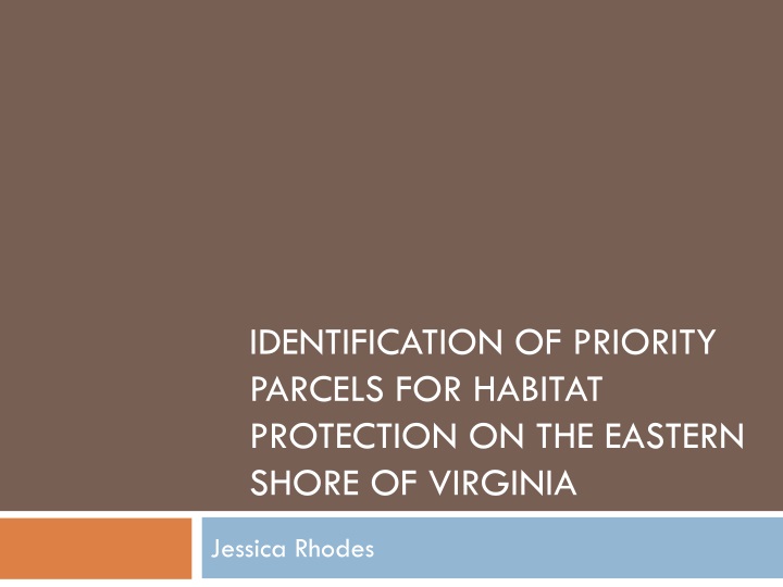 identification of priority parcels for habitat protection on the eastern shore of virginia