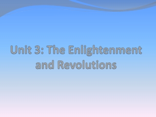 Unit 3: The Enlightenment and Revolutions