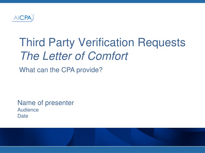 third party verification requests the letter of comfort