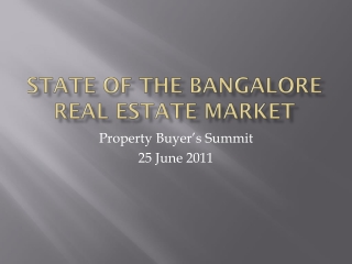 State of the Bangalore real Estate Market