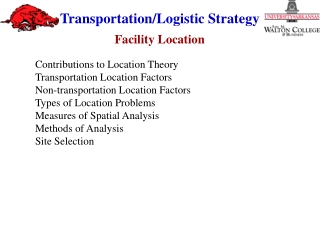 Contributions to Location Theory Transportation Location Factors