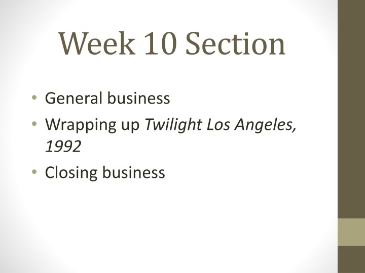 week 10 section