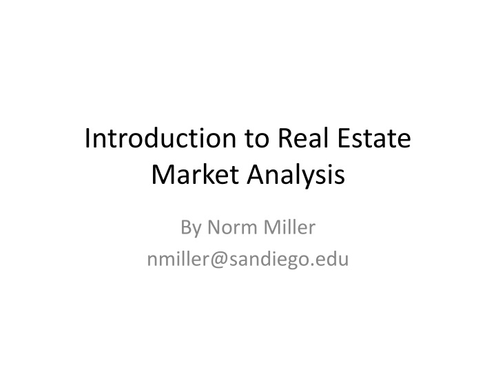 introduction to real estate market analysis