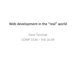 Web development in the “real” world