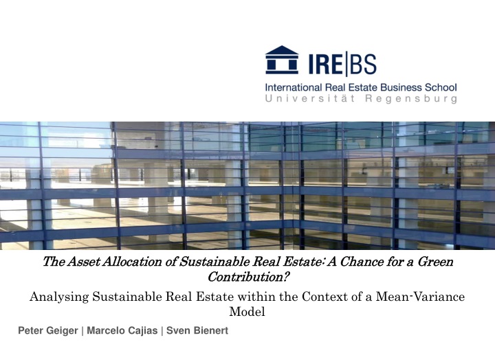 the asset allocation of sustainable real estate