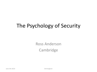 The Psychology of Security