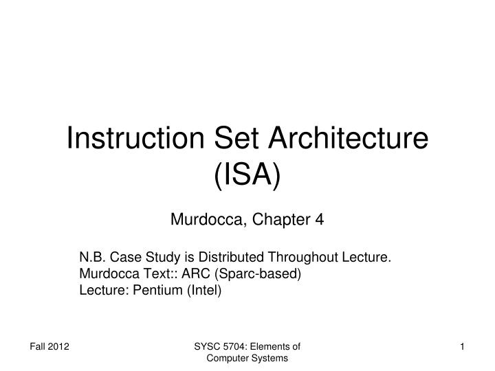 instruction set architecture isa