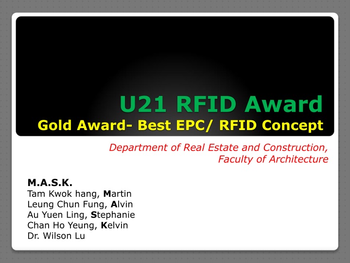 u21 rfid award gold award best epc rfid concept