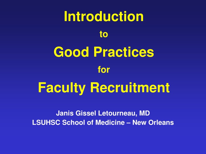 introduction to good practices for faculty recruitment