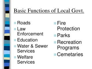 Basic Functions of Local Govt.
