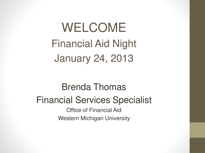 welcome financial aid night january 24 2013