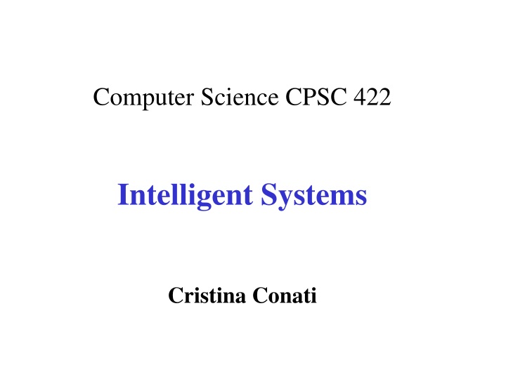 computer science cpsc 422 intelligent systems