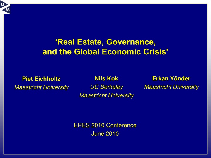 real estate governance and the global economic crisis